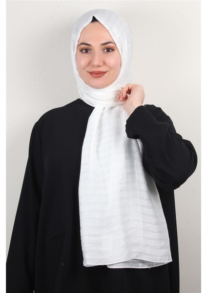 Ince Kareli Şal 2580-29 Kırık Beyaz