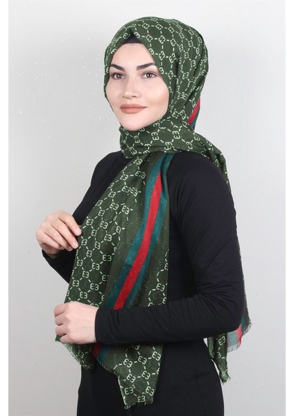 Pamuklu Desenli Şal 5760-5 Haki