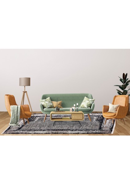 Modern Antrasit Dijital Baskı Hipoalerjenik Kaymaz Taban Halı Yolluk Ha192 fırsatları