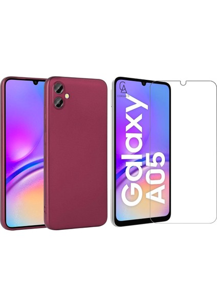 Samsung Galaxy A05 ile Uyumlu Kılıf Soft Yumuşak Telefon Kılıfı ve Temperli Cam Ekran Koruyucu