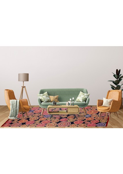 Modern Sarı Kırmızı Desen Dijital Baskı Hipoalerjenik Kaymaz Taban Halı Yolluk Ha235 indirimleri