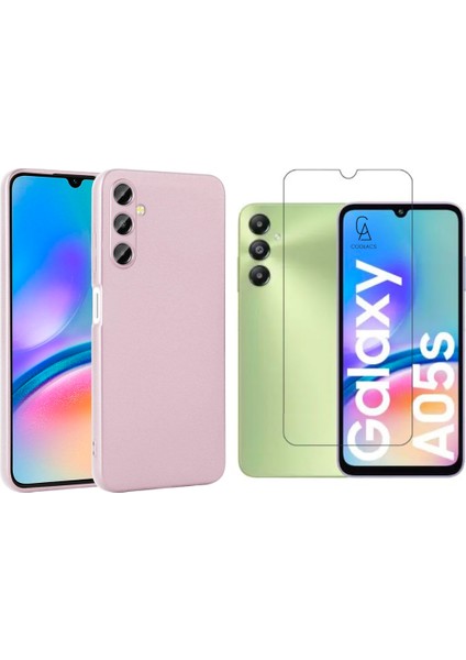Samsung Galaxy A05S ile Uyumlu Kılıf Soft Yumuşak Telefon Kılıfı ve Temperli Cam Ekran Koruyucu