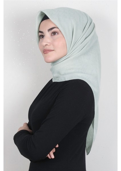 Keten Pamuklu Eşarp 3395-15 Su Yeşili