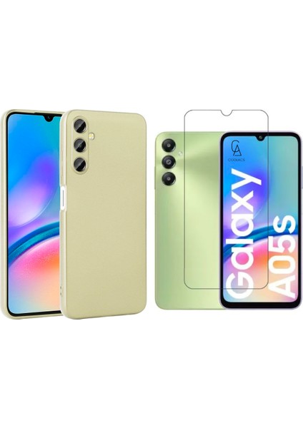 Samsung Galaxy A05S ile Uyumlu Kılıf Soft Yumuşak Telefon Kılıfı ve Temperli Cam Ekran Koruyucu