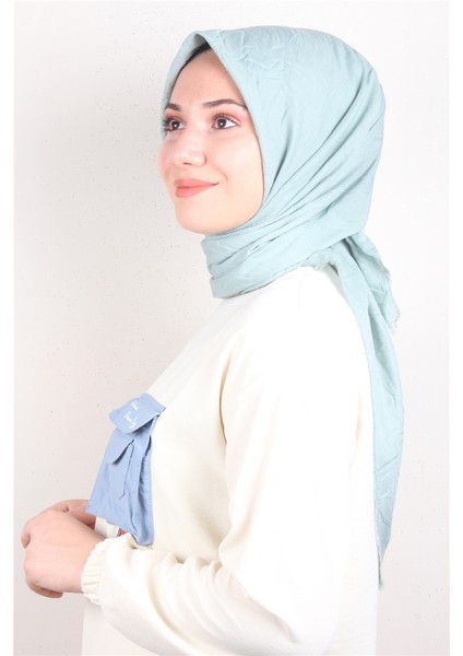 Bambu Kraşlı Eşarp 3081-10 Su Yeşili