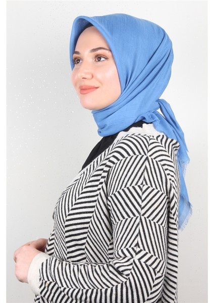 Bambu Kraşlı Eşarp 3081-25 Açık Mavi