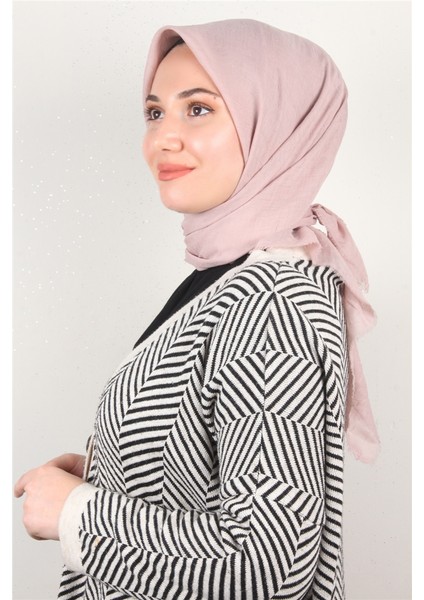 Bambu Kraşlı Eşarp 3081-40 Toz Pembe