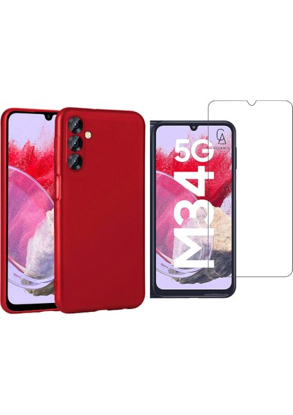 Samsung Galaxy M34 5g ile Uyumlu Kılıf Soft Yumuşak Telefon Kılıfı ve Temperli Cam Ekran Koruyucu