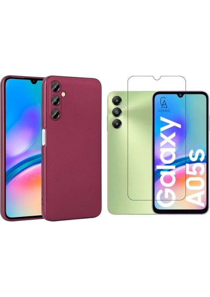 Samsung Galaxy A05S ile Uyumlu Kılıf Soft Yumuşak Telefon Kılıfı ve Temperli Cam Ekran Koruyucu