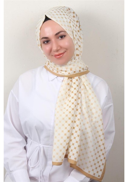 Medine Desenli Şal 2422-2 Ekru-Karamel