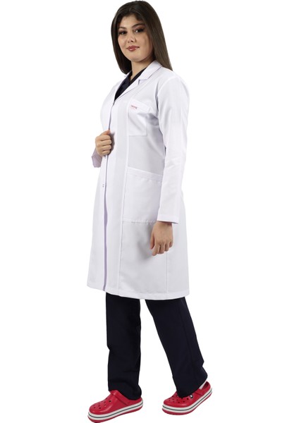 Gömlek Yaka Uzun Boy Beyaz Bayan Doktor Öğretmen Hemşire Laboratuvar Önlüğü modelleri