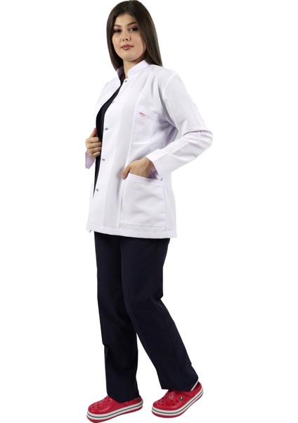 Hakim Yaka Ceket Boy Beyaz Bayan Doktor Öğretmen Hemşire Laboratuvar Önlüğü modelleri