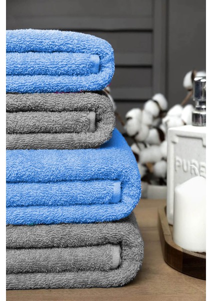 4 Lü Banyo Havlusu Takımı Soft Büyük Havlulu Pamuklu Havlu Seti 90X150 cm Gri