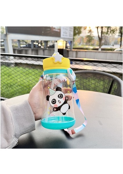 Dmxtop 600ML Pipetli Çocuk Karikatür Su Şişesi - Mor (Yurt Dışından)