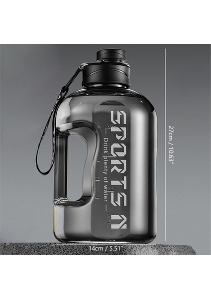 Liveasy 2.7 Lt. Samanlı Büyük Kapasiteli Spor Su Şişesi - Gri (Yurt Dışından)