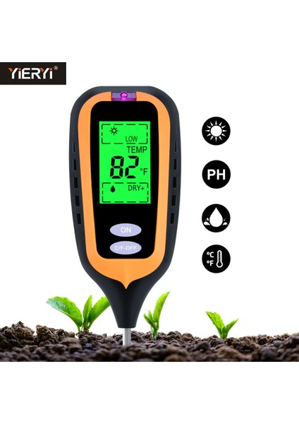 Yıeryı 4 In 1 Toprak Ph Ölçer Toprak Nemi Ölçer Sıcaklık Güneş Işığı Test Cihazı Bahçe Çiftliği Çim Için LCD Ekran (Yurt Dışından)