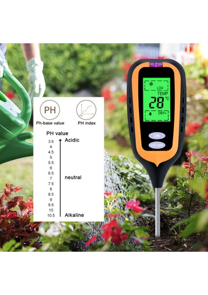Yıeryı 4 In 1 Toprak Ph Ölçer Toprak Nemi Ölçer Sıcaklık Güneş Işığı Test Cihazı Bahçe Çiftliği Çim Için LCD Ekran (Yurt Dışından)