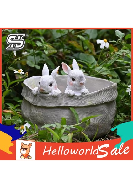 Helloworld Tavşan Saksı Süsleme Göz Alıcı Heykel Tavşan Saksı (Yurt Dışından) fırsatları