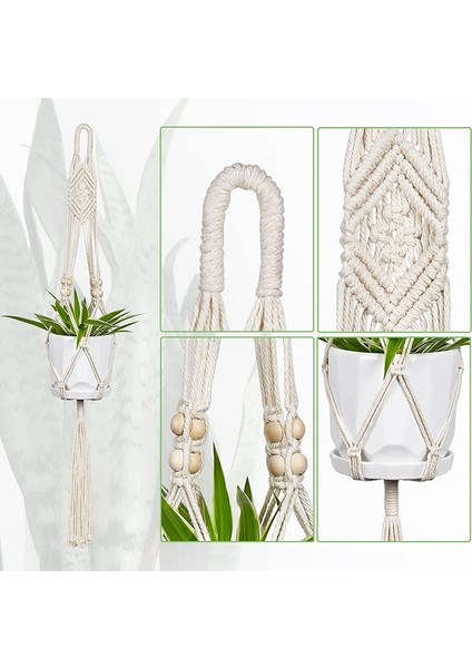 Hang Planters 3'lü Paket Tek Katlı Bitki Makrome Askıları (Yurt Dışından)