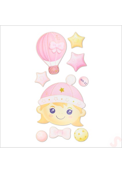 Kız Bebek Odası, 8 Parça Duvar Sticker Seti modelleri