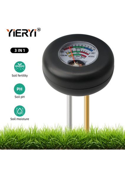 Yıeryı 3'ü 1 Arada Toprak Ölçer Toprak Ph Ölçer Toprak Gübre Nem Test Cihazı Metal Sensörlü Toprak Test Aracı Bahçe Çiçekleri Çimler Bahçe Bitkileri Sebzeler Için (Yurt Dışından)