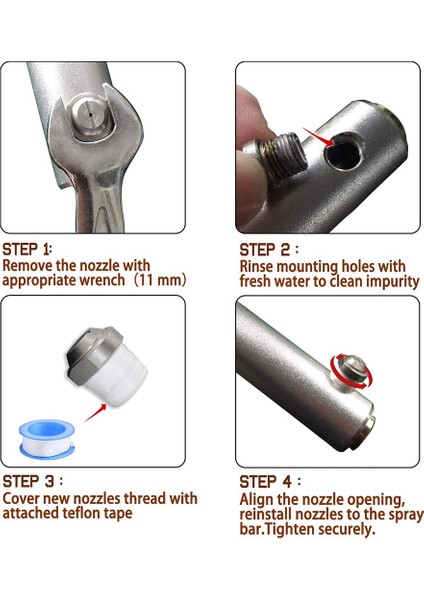 Basınçlı Yıkama Makinesi Yüzey Temizleyici-2 * Yüzey Temizleme Nozulunun Değiştirilmesi 1 * Ptfe Bant-Gümüş (Yurt Dışından)