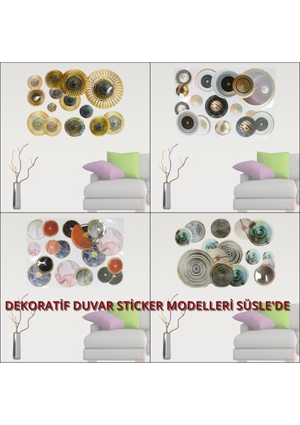 3 Boyutlu Dekoratif Duvar Sticker Seti, Altın indirimleri