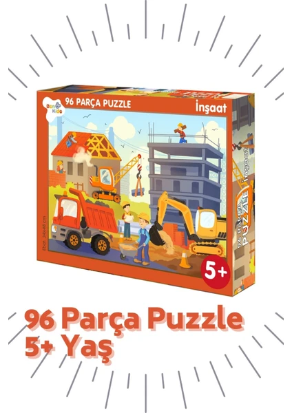 96 Parça, 5 Yaş Puzzle "inşaat" Puzzle Ebat 34X48CM BON8170