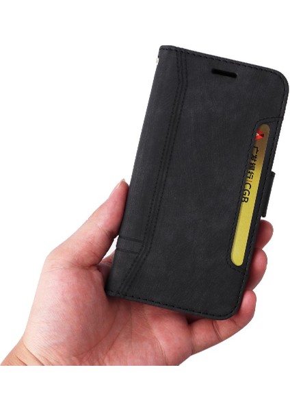 Iphone 12 Için Kılıf Pro Max Kart Yuvaları Cüzdan Kapak Çevirin Tpu Deri (Yurt Dışından)