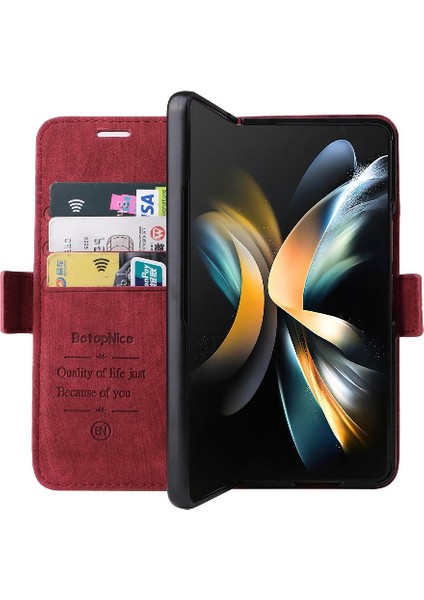 Samsung Galaxy Z Için Kılıf Fold 4 5g Kart Yuvaları Cüzdan Kapak Çevirin Tpu (Yurt Dışından)