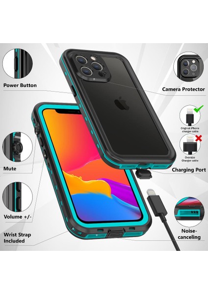 Iphone 13 Için Kılıf Pro Max IP68 Su Geçirmez Tam 12FT Askeri Darbeye (Yurt Dışından)