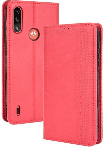 Motorola Moto E7 Güç Pu Deri Manyetik Kapatma Cüzdan Için Kılıf (Yurt Dışından)