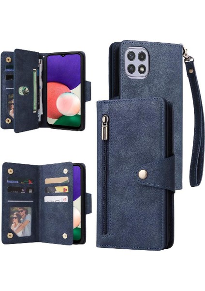 Samsung Galaxy A22 Için Kılıf 5g Kart Tutucu Fermuar Cüzdan Kapak ile El (Yurt Dışından)
