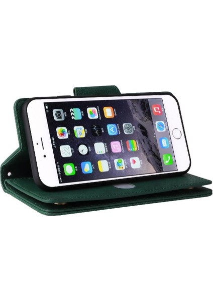 Iphone 6 Için Kılıf Artı/6s Artı Manyetik Deri Kart Tutucu Fermuar Cüzdan (Yurt Dışından)