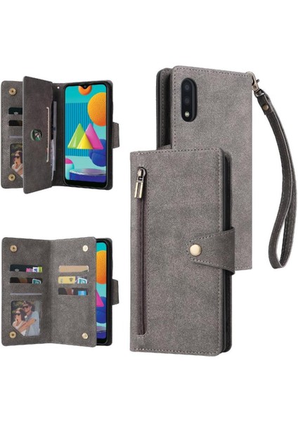 El ile Samsung Galaxy A02 Kart Tutucu Fermuar Cüzdan Kapak Için Kılıf (Yurt Dışından)