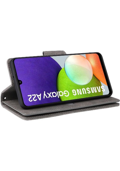 Samsung Galaxy A22 4g Kart Tutucu Manyetik Deri Fermuar Cüzdan (Yurt Dışından)
