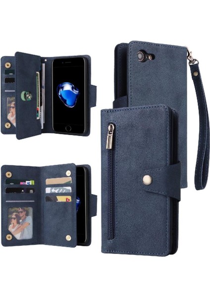 El Kayışı Kart Tutucu Manyetik Deri Fermuar ile iphone 7/8 Için Kılıf (Yurt Dışından)
