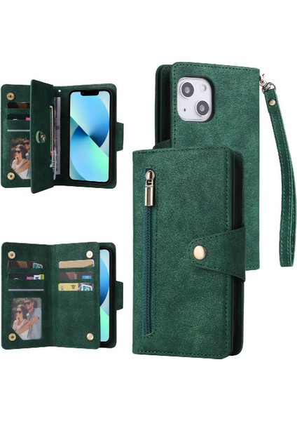 El Kayışı Kart Tutucu Fermuar Cüzdan Kapak Deri ile iphone 13 Için Kılıf (Yurt Dışından)