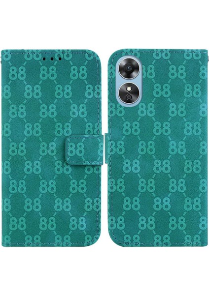 Oppo A17/A17K Çift 8 Kabartmalı Kickstand Kart Tutucu Pu Için Telefon Kılıfı (Yurt Dışından)
