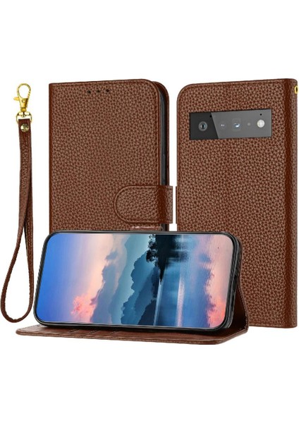 Google Piksel 6 Pro Litch Desen Kart Yuvaları Tutucu Cüzdan Için Telefon Kılıfı (Yurt Dışından)