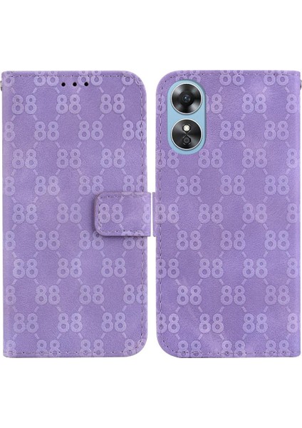 Oppo A17/A17K Çift 8 Kabartmalı Kickstand Kart Tutucu Pu Için Telefon Kılıfı (Yurt Dışından)