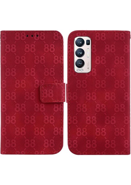 Oppo Phone 5 Pro Artı Cüzdan Kapak Için Telefon Kılıfı Çift 8 Kabartmalı Pu Kart (Yurt Dışından)