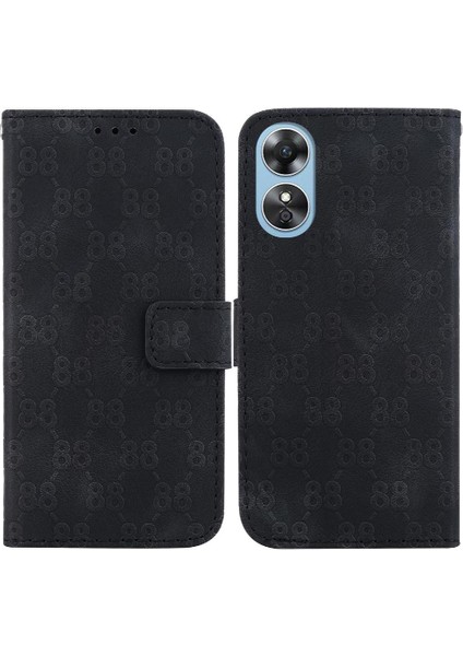 Oppo A17/A17K Çift 8 Kabartmalı Kickstand Kart Tutucu Pu Için Telefon Kılıfı (Yurt Dışından)