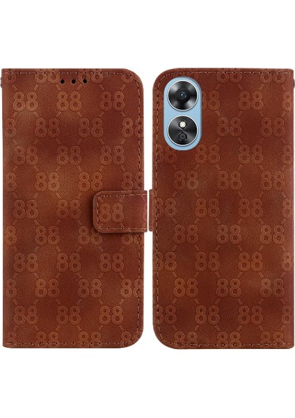 Oppo A17/A17K Çift 8 Kabartmalı Kickstand Kart Tutucu Pu Için Telefon Kılıfı (Yurt Dışından)