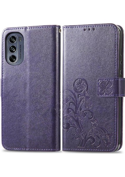 Motorola Moto G62 Dört Yapraklı Yonca Kısa Kayış Zarif Iş Için Kılıf (Yurt Dışından)