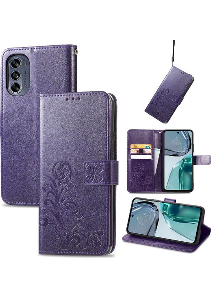 Motorola Moto G62 Dört Yapraklı Yonca Kısa Kayış Zarif Iş Için Kılıf (Yurt Dışından) modelleri