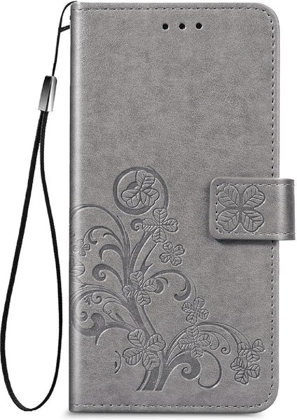 Huawei P Akıllı 2021 Flip Kapak Için Kılıf Kısa Kayış Dört Yapraklı Yonca Durumda (Yurt Dışından)