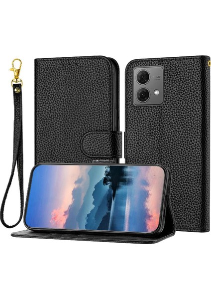 Motorola Moto G84 Litch Desen Flip Için Telefon Kılıfı Folio Kart Yuvaları Pu (Yurt Dışından)