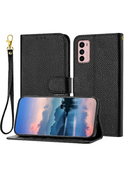 Motorola Moto G42 Flip Folio Litch Desen Kart Yuvaları Pu Için Telefon Kılıfı (Yurt Dışından)