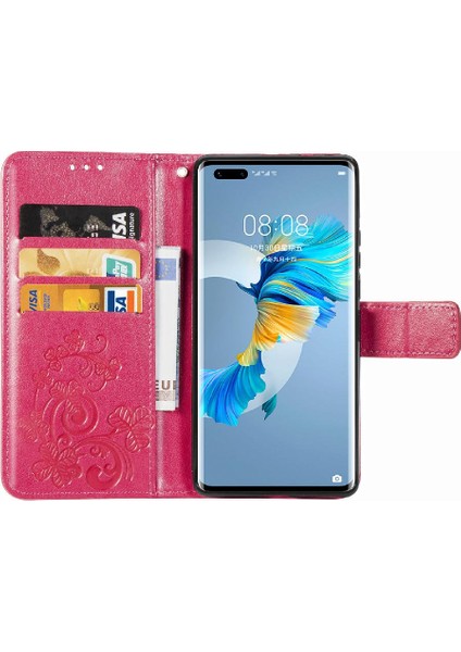 Huawei Mate 40 Pro Kılıf Için Kılıf Zarif Iş Dört Yaprak Flip (Yurt Dışından)